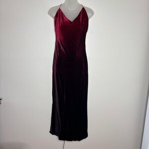 RAMPAGE Velvet Vintage 90s Y2K red Burgundy Long Strappy Back Gown Dress small